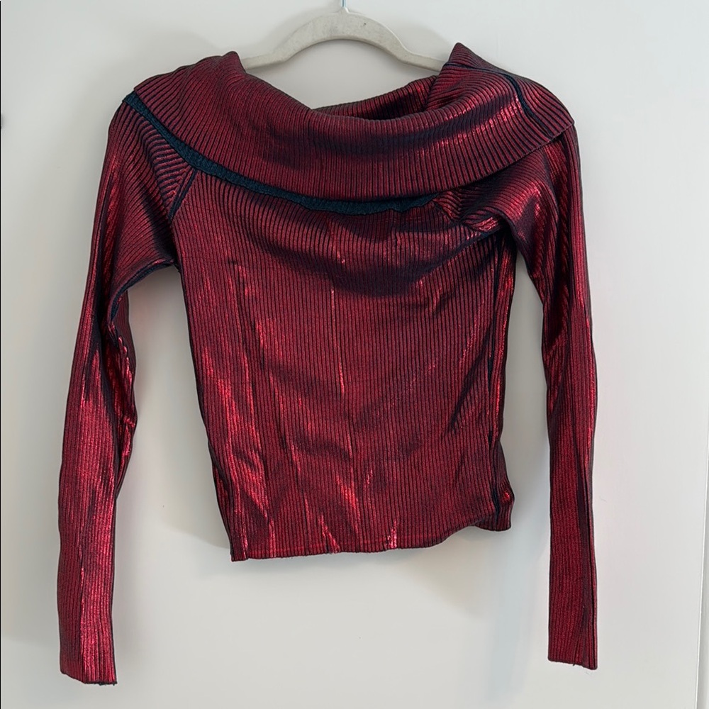 Shiny Red Long Sleeve Sweater